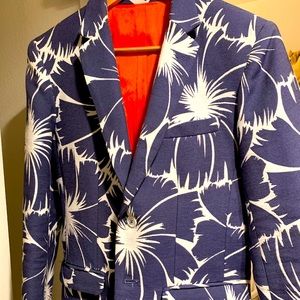 Mr Turk blazer evening jacket sz 38  Funky Print Blue/White  Notch lapel